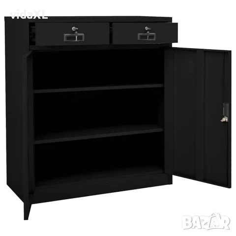 vidaXL Офис шкаф, черен, 90x40x102 см, стомана, снимка 4 - Шкафове - 56147060