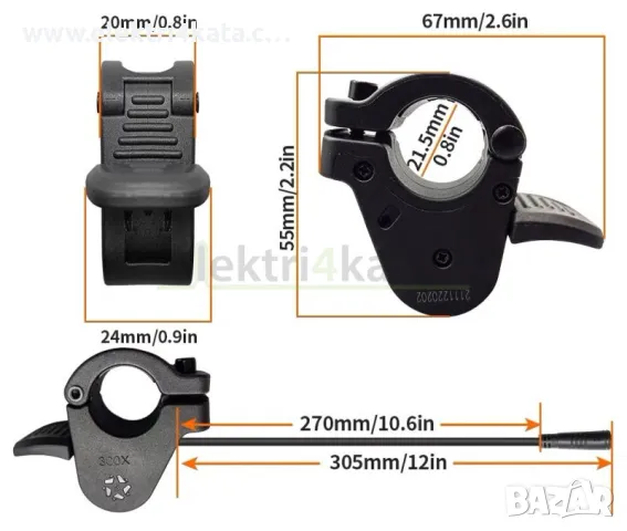 Акселератор (палец) 300X за газта 12V-72V (3pin Female), снимка 5 - Части - 50023556