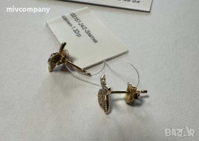 Златни Обеци 1.32гр, снимка 5 - Обеци - 53692259