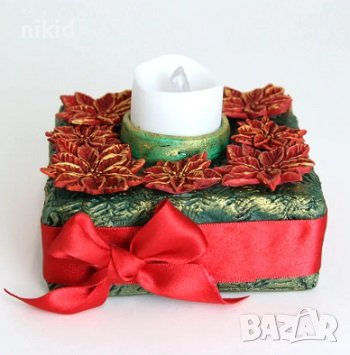 Коледна звезда цвете Poinsettia нежна и листо силиконов молд форма фондан декор , снимка 4 - Форми - 41830280