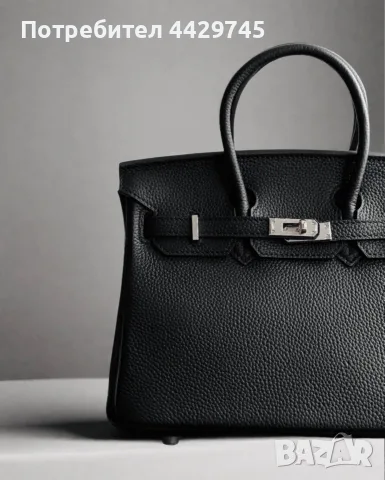 Черна кожена чанта тип Hermes Birkin, снимка 6 - Чанти - 56168868