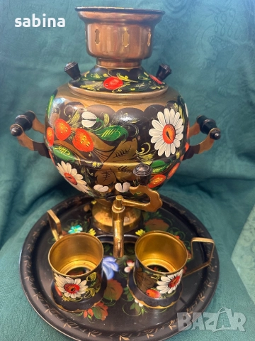 Продавам нов ръчно рисуван самовар, снимка 2 - Антикварни и старинни предмети - 48092863