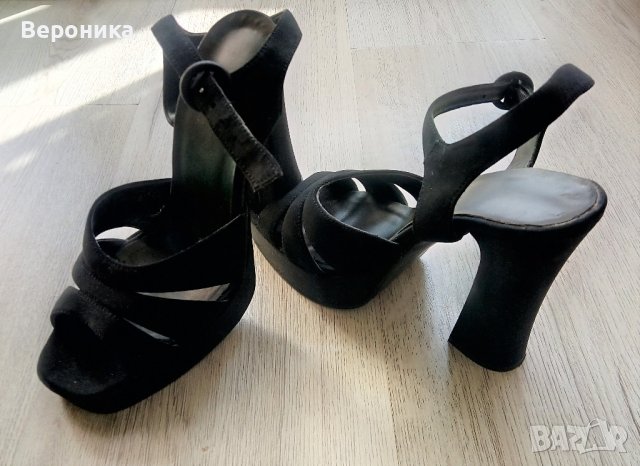 Елегантни официални дамски черни сандали на висок ток, снимка 8 - Дамски обувки на ток - 42272733