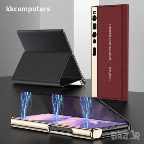 Калъф GKK за Huawei Mate Xs 2 – кожен калъф с електроплейтинг покритие, различни цветове, снимка 2 - Калъфи, кейсове - 52378538