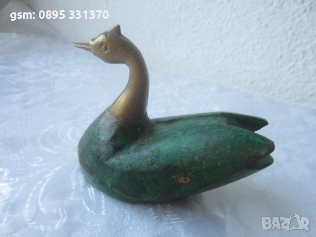 патка бронз и дърво, антика птица, снимка 5 - Статуетки - 40211635