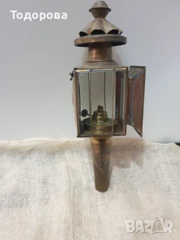 Бронзов транспортен фенер, снимка 3 - Антикварни и старинни предмети - 50140349