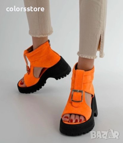 Летни боти- оранжеви с черно ходило - LB50, снимка 3 - Сандали - 41316723