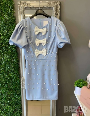 къса рокля с перли и панделки , снимка 2 - Рокли - 50873722