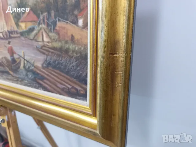 Оригинална немска картина маслени бои Baumeister (1986 г.) – 93x53 см, снимка 4 - Картини - 55943360
