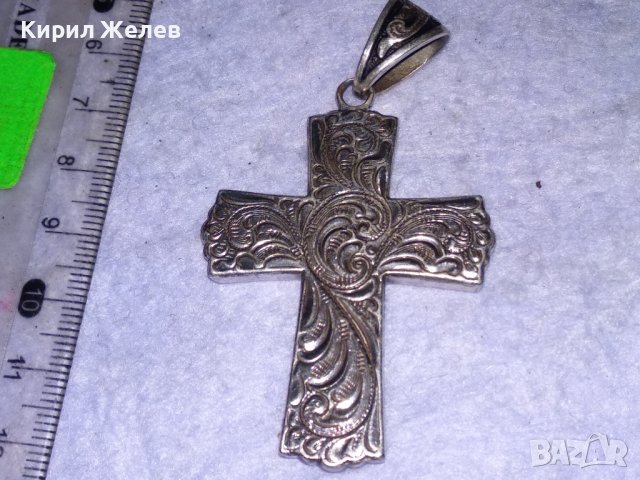 ПОСРЕБРЕН ФЛОРАЛНО ОРНАМЕНТИРАН с НИЕЛО ЕФЕКТ НАГРЪДЕН РЕТРО АРТ КРЪСТ от БЛАГОРОДНА СТОМАНА 37995, снимка 10 - Колиета, медальони, синджири - 41389440