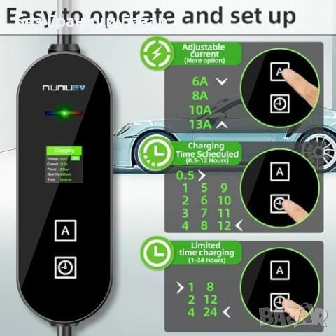 Ново Преносимо зарядно за електромобил Type 2, 3kW, 6–13A, UK щепсел, снимка 3 - Друга електроника - 52698501