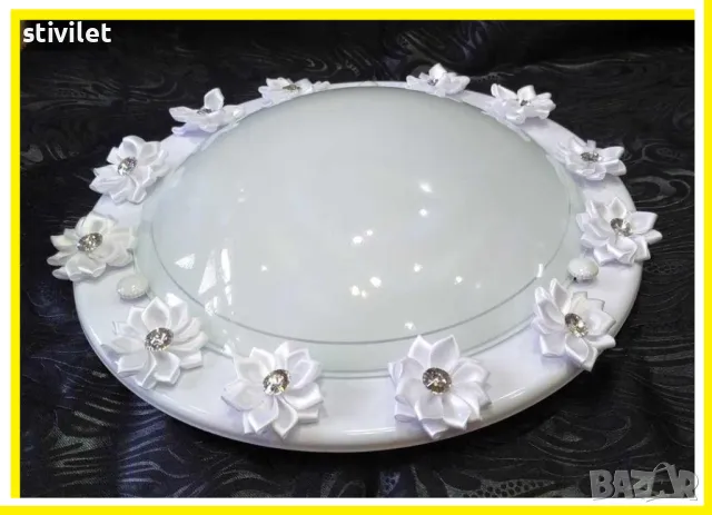 ПЛАФОН БЯЛО ЦВЕТЕ КОПРИНА  - НОВО- 3D ЕФЕКТ., снимка 3 - Лампи за таван - 47360484