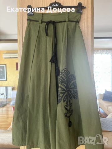 Зелена пола с черна бродерия, снимка 3 - Поли - 51000388