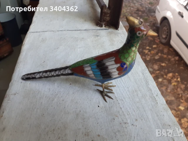 Пиленце птичка клоазоне бронз клетъчен емайл