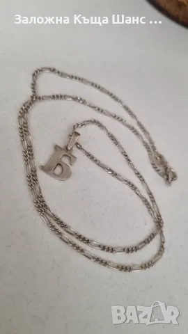 Сребърно синджирче с висулка буква Б, снимка 4 - Колиета, медальони, синджири - 47459041