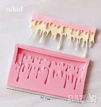 2 реда стичащ разтопен шоколад лед дрип силиконов молд форма за декор украса торта фондан шоколад, снимка 3 - Форми - 27497279