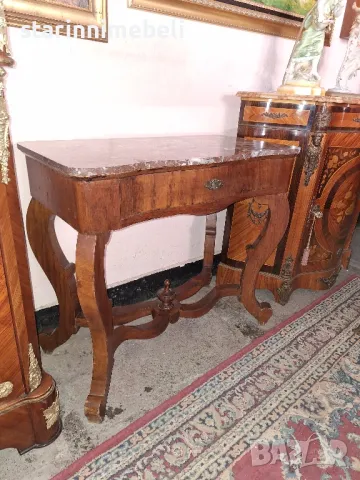 Антикварна конзола с мраморен плот , снимка 4 - Антикварни и старинни предмети - 49354751