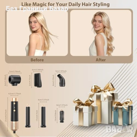 Нов Мулти стайлер за коса 6 в 1 950W маша изправящ гребен и четка обем, снимка 7 - Други - 53835329