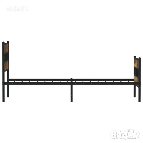 vidaXL Метална рамка за легло, без матрак, опушен дъб, 75x190 см, снимка 5 - Спални и легла - 56147482