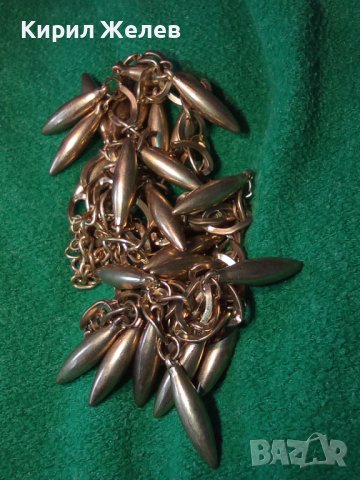 ЗЛАТИСТО СТАРО МЕСИНГОВО КОЛИЕ ВИНТИДЖ ОГЪРЛИЦА с МНОГО ВИСУЛКИ 4946, снимка 9 - Колиета, медальони, синджири - 35273862