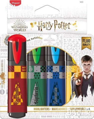 Комплект текстмаркери Хари Потър - Harry Potter, 4 цвята