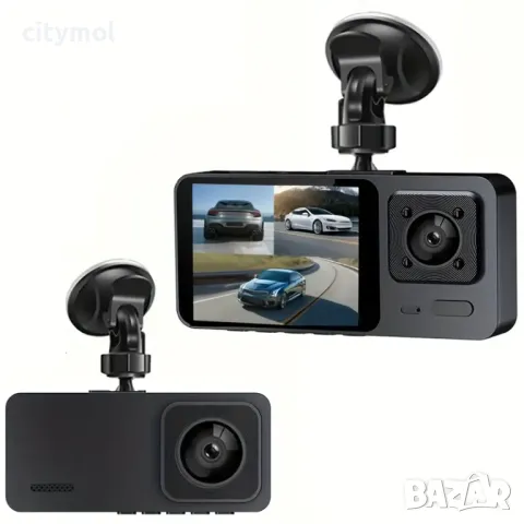 Видеорегистратор с 3 камери, G-Sensor Full HD, нощно виждане, 2-инчов IPS екран, снимка 3 - Аксесоари и консумативи - 49810084