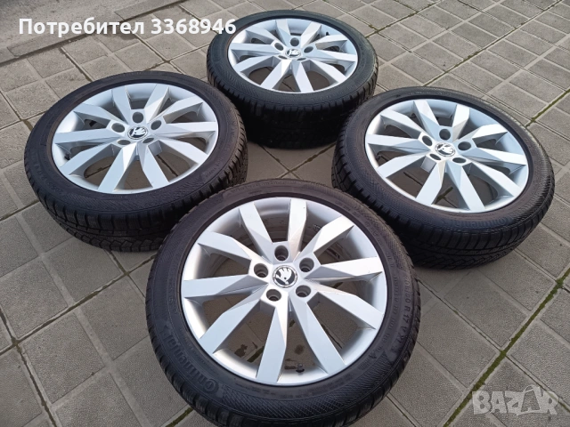 Джанти оригинални Шкода 17" 5х112 с гуми 205/50/17 Skoda Octavia, снимка 5 - Гуми и джанти - 53650056