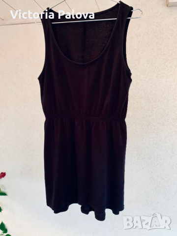 Черна къса памучна рокля или потник