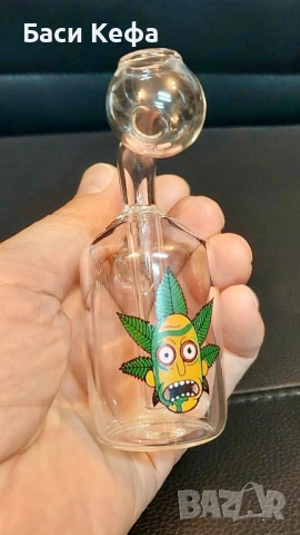 НОВ Стъклен Бонг / Фифка - 11 см., снимка 2 - Други - 52297234