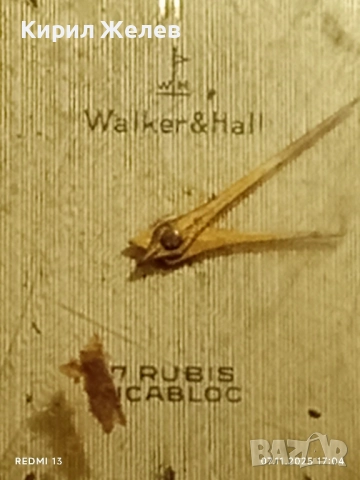 Стар механичен часовник мъжки Walker Hall рядък за КОЛЕКЦИЯ 51465, снимка 4 - Антикварни и старинни предмети - 52334512