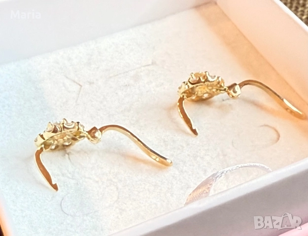 Дамски обеци жълто злато и брилянти, снимка 8 - Обеци - 52470761