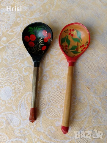Дървени декоративни лъжици-хохлома, снимка 2 - Антикварни и старинни предмети - 35944230