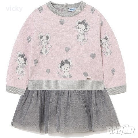 Комбинирана рокля Mayoral /рокля с тюл и пуловер/ 12М, 80см