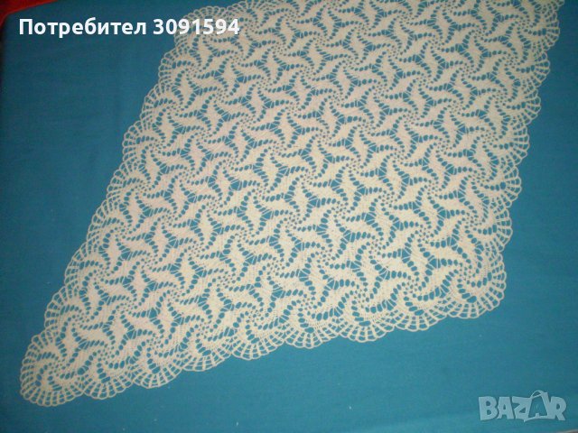 Ретро плетена на една кука ромбоидна покривка, снимка 2 - Антикварни и старинни предмети - 41938324