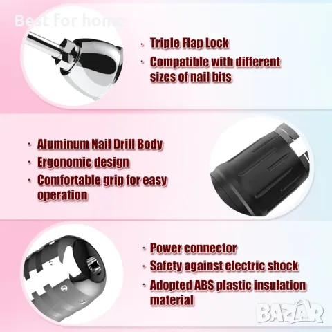 Пила за нокти акумулаторна комплект с аксесоари DMJ140, снимка 7 - Педикюр и маникюр - 47447842
