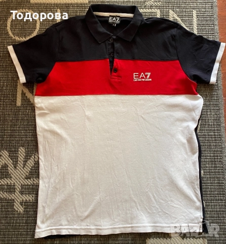 Тениска Armani червено, синьо и бяло