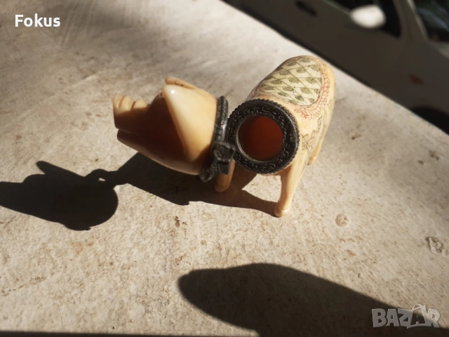 Стара кутийка за енфие прасенце слонова кост, снимка 4 - Антикварни и старинни предмети - 53275235