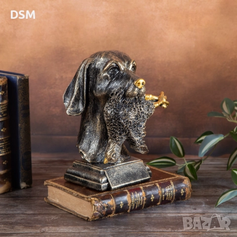 нова Статуетка Куче с Птица Фигура - Декорация за Ловец 20см
