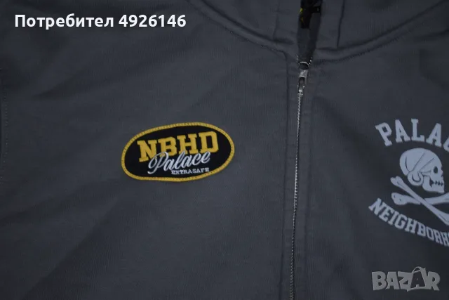 ЧИСТО НОВО! Palace x Neighborhood Skull Zip Hood Charcoal Худи Hoodie, снимка 3 - Суичъри - 55754141