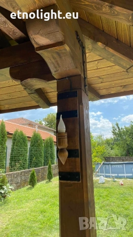 Ръчно изработени стенни лампи -аплици от бъчви с ръчно изработени дървени чашки!, снимка 6 - Лампи за стена - 53867821