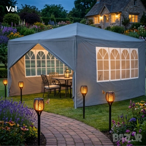 Просторна градинска шатра - стабилна конструкция и водоустойчива рамка, снимка 7 - Градински мебели, декорация  - 53777642