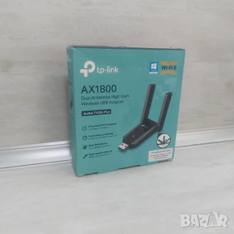 Нов Двубандов Wi-Fi 6 Безжичен USB Адаптер TP-Link AX1800 (Archer TX20U Plus), снимка 2 - Мрежови адаптери - 56255828