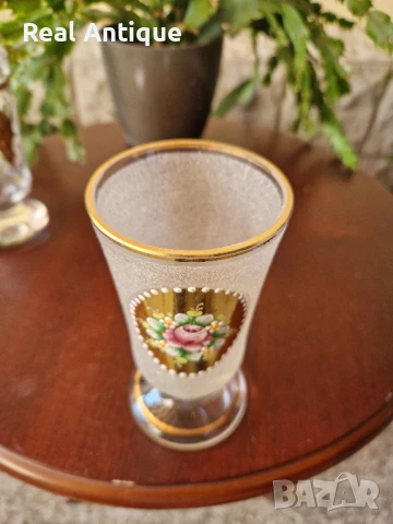 Страхотен антикварен лот от 2 чаши Бохемия Bochemia , снимка 6 - Антикварни и старинни предмети - 50782074