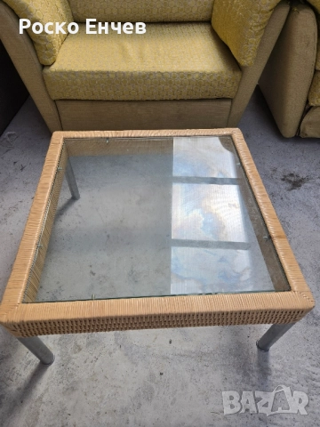 Ратанова масичка със стъкло 1см., снимка 3 - Маси - 52425692