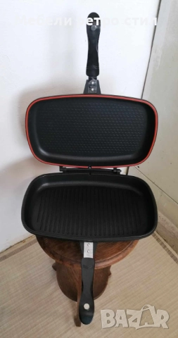 двоен грил тиган, снимка 6 - Съдове за готвене - 52367888