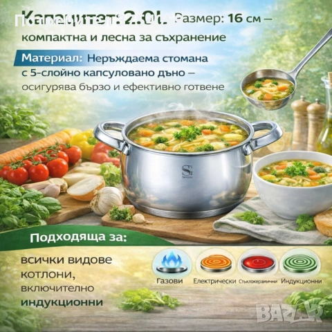 SwissGold Emmie Тенджера 2.0L с капак, SG-19032, снимка 3 - Съдове за готвене - 53075602