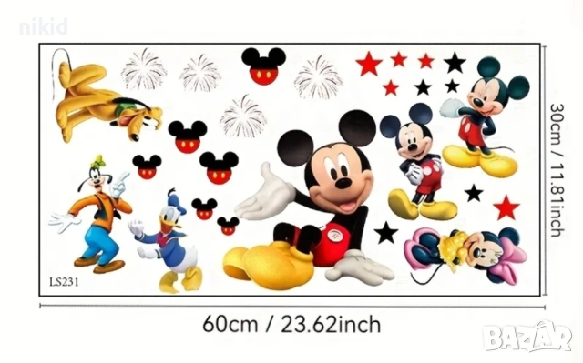 Мики Маус Мини приятели и заря самозалепващ стикер лепенка постер стена мебел детска стая, снимка 2 - Други - 53651520