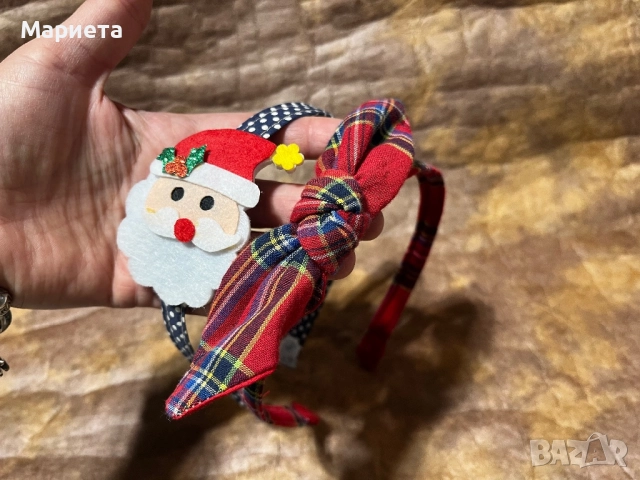 Коледни диадеми ръчна изработка диадема червено каре диадема дядо Коледа , снимка 5 - Аксесоари за коса - 52797529