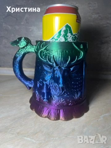 Халба за бира 3 Д принтиране ,подарък за мъж,рожден ден ,имен ден ,подарък за ловец 