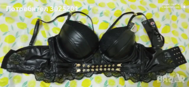 Черен Сутиен Кожа Бельо   Бюстие С М Л